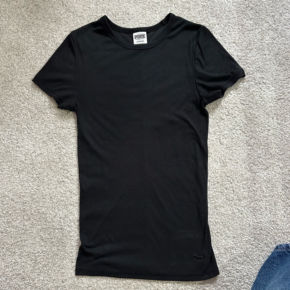 PINK Victoria's Secret Jet Black Short Sleeve Tee